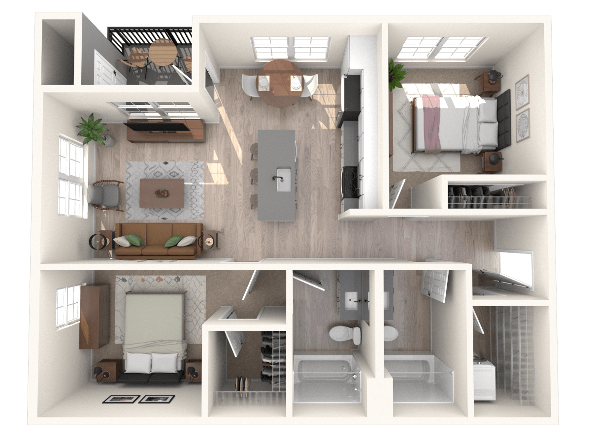 South Ridge Apartments East 2 Bed C Floor Plan